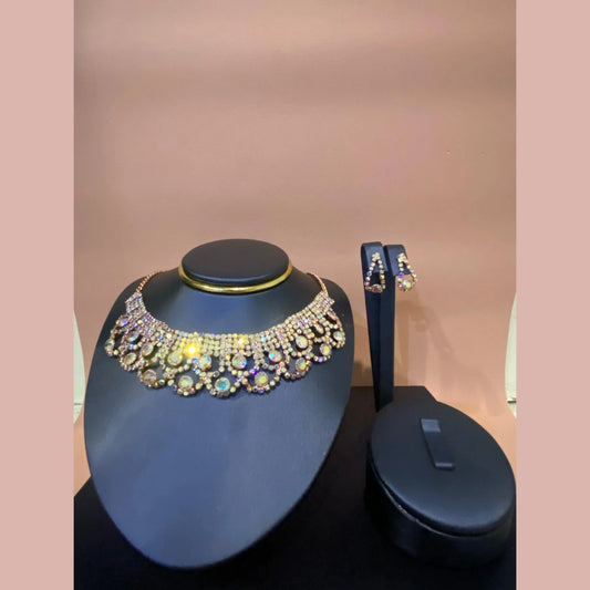 Elegant Stone Necklace Set with Matching Earrings