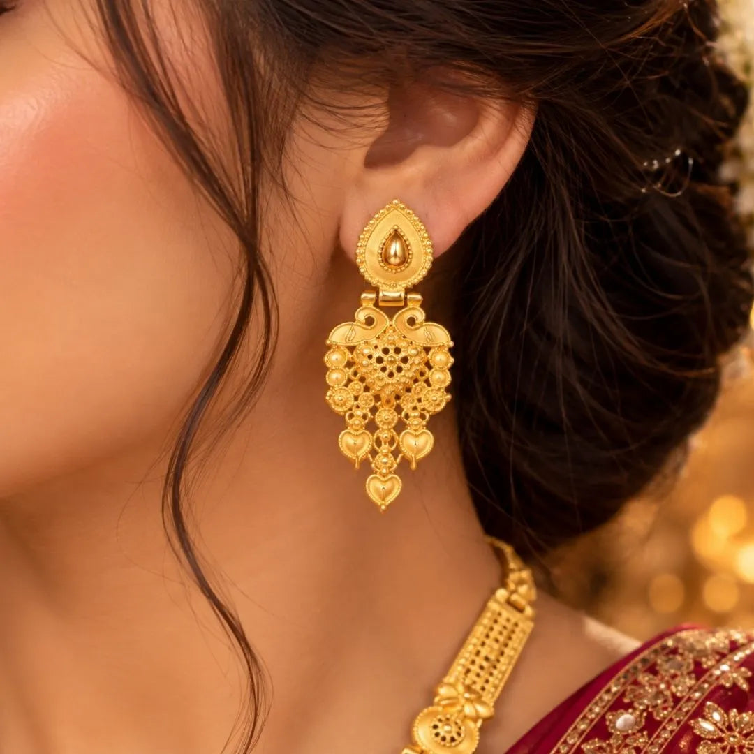 Gold Floral Statement Necklace Set