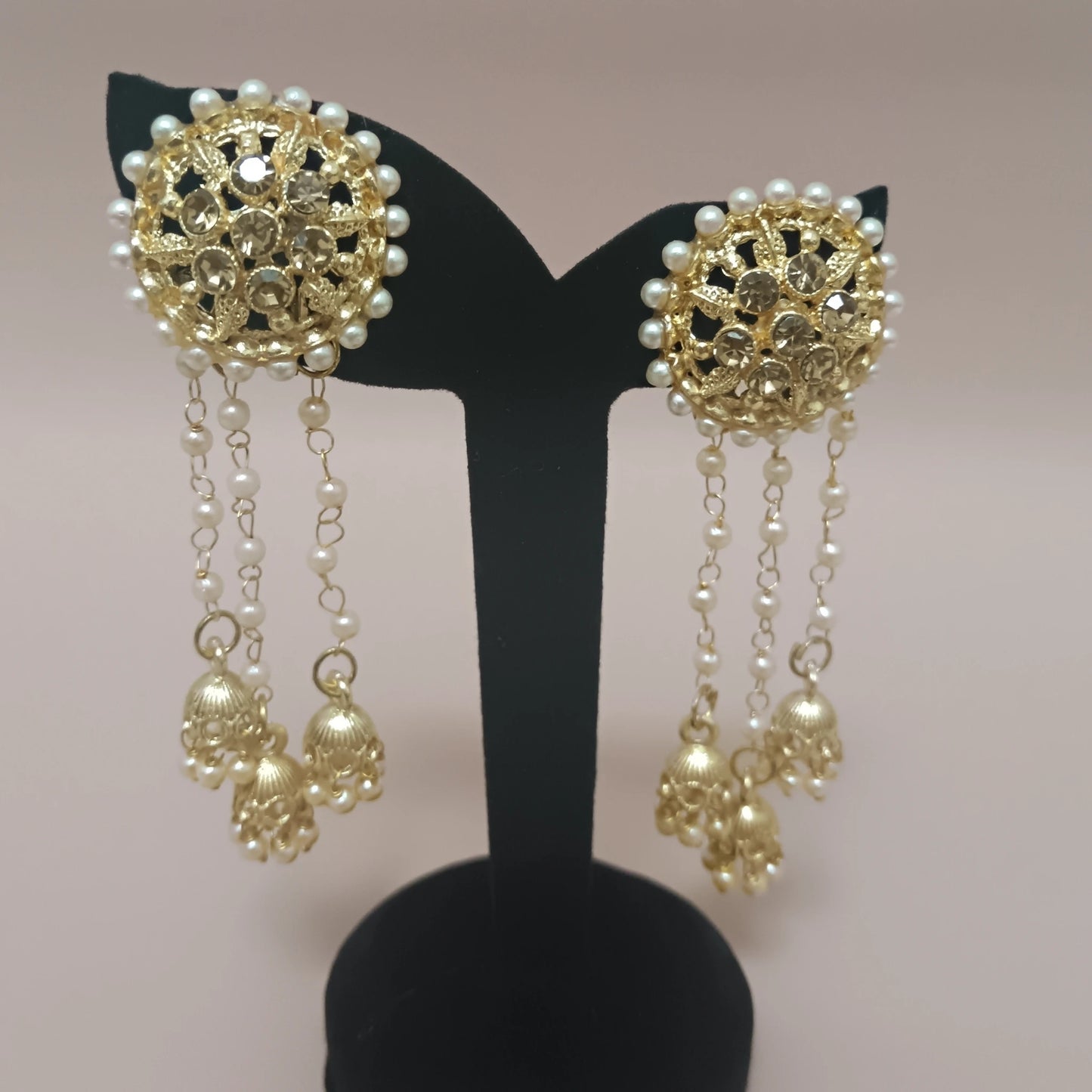 Gold / silver stones and pearls earrings