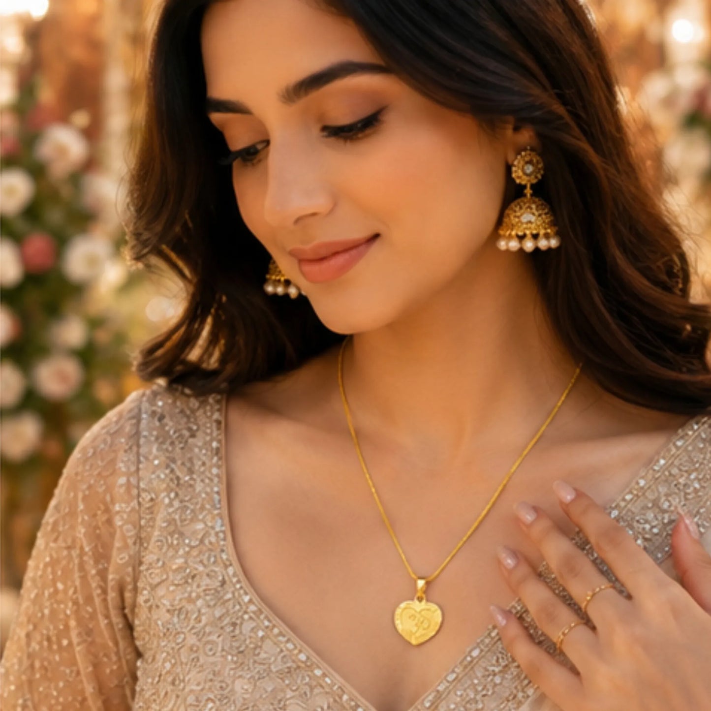 Premium 24-Inch Gold-Plated Om Heart Pendant Chain