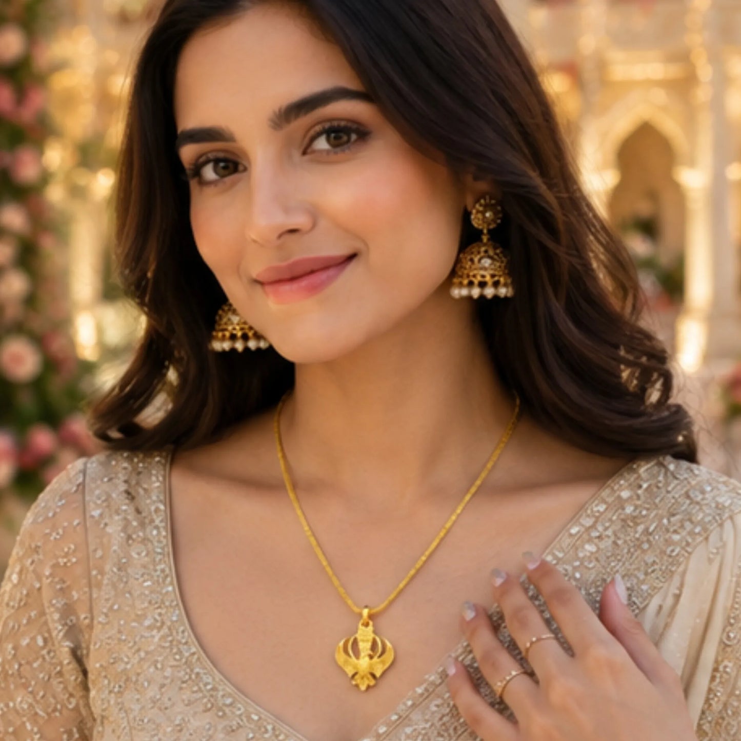 Premium 24-Inch Gold-Plated Sacred Khanda Pendant Chain