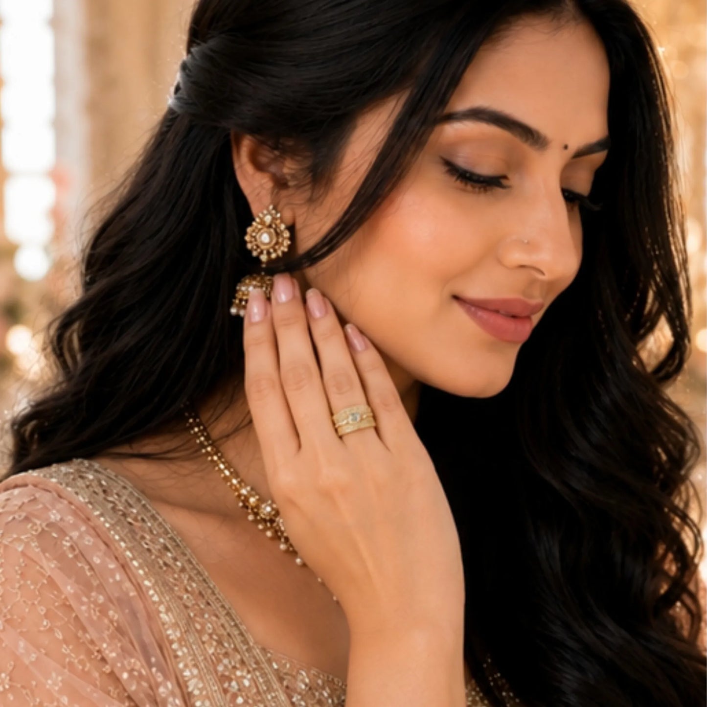 Golden Illusion Wide Band Stack Ring