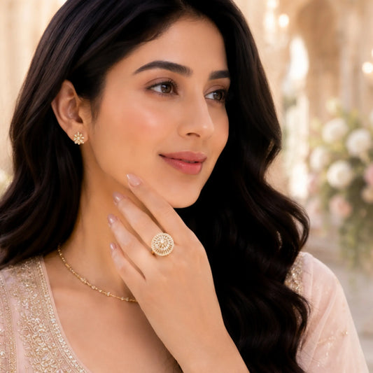Golden Sunburst Cocktail Ring