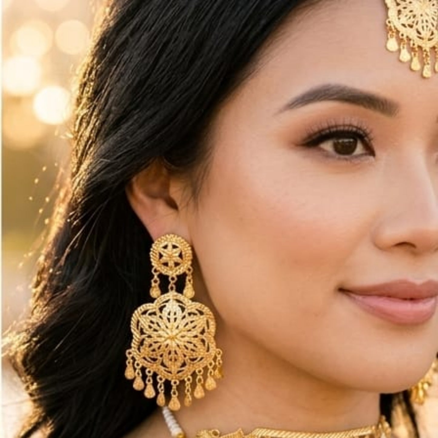 Golden Filigree Bridal Choker Set with Regal Paasa