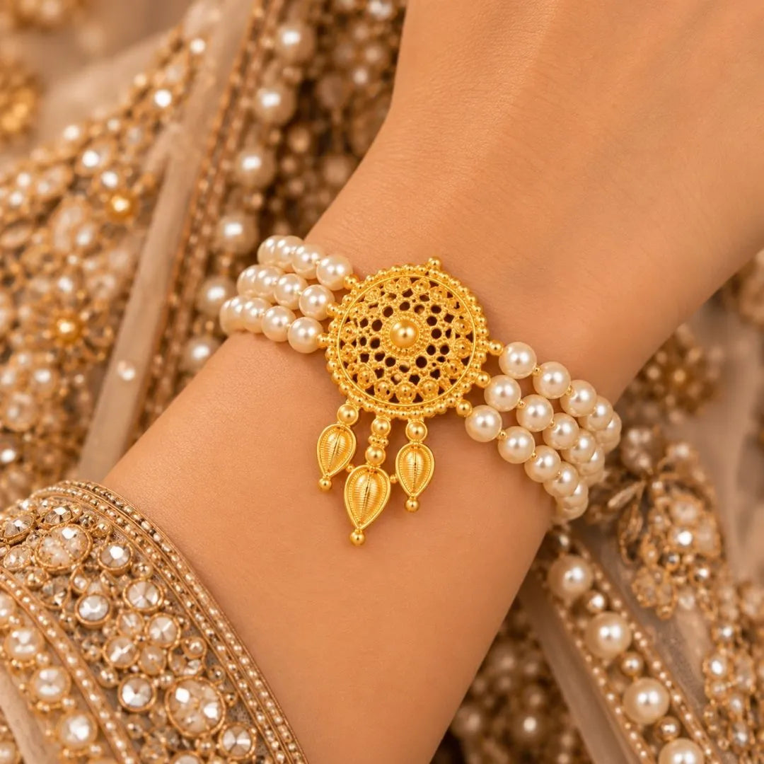 Pearl Gold-Tone Bridal Jewellery Set