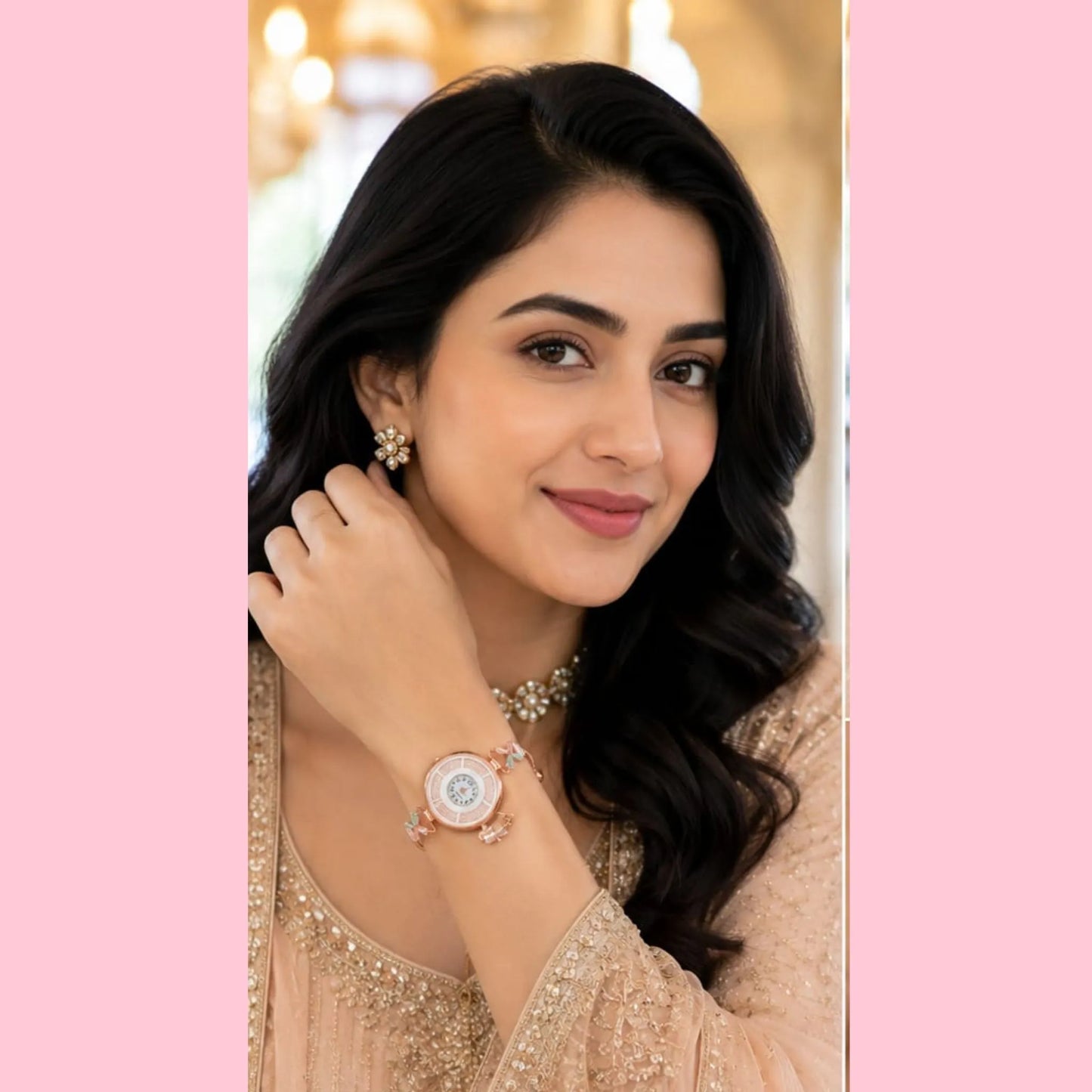 Rose Gold Butterfly Bracelet Watch for Women