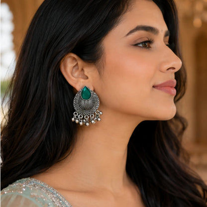 Pastel & Pastel-Chic Floral Oval Crystal Studs