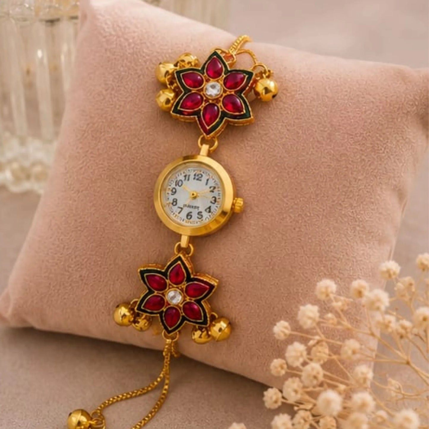 Ruby Floral Bracelet Watch for Women