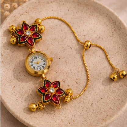 Ruby Floral Bracelet Watch for Women