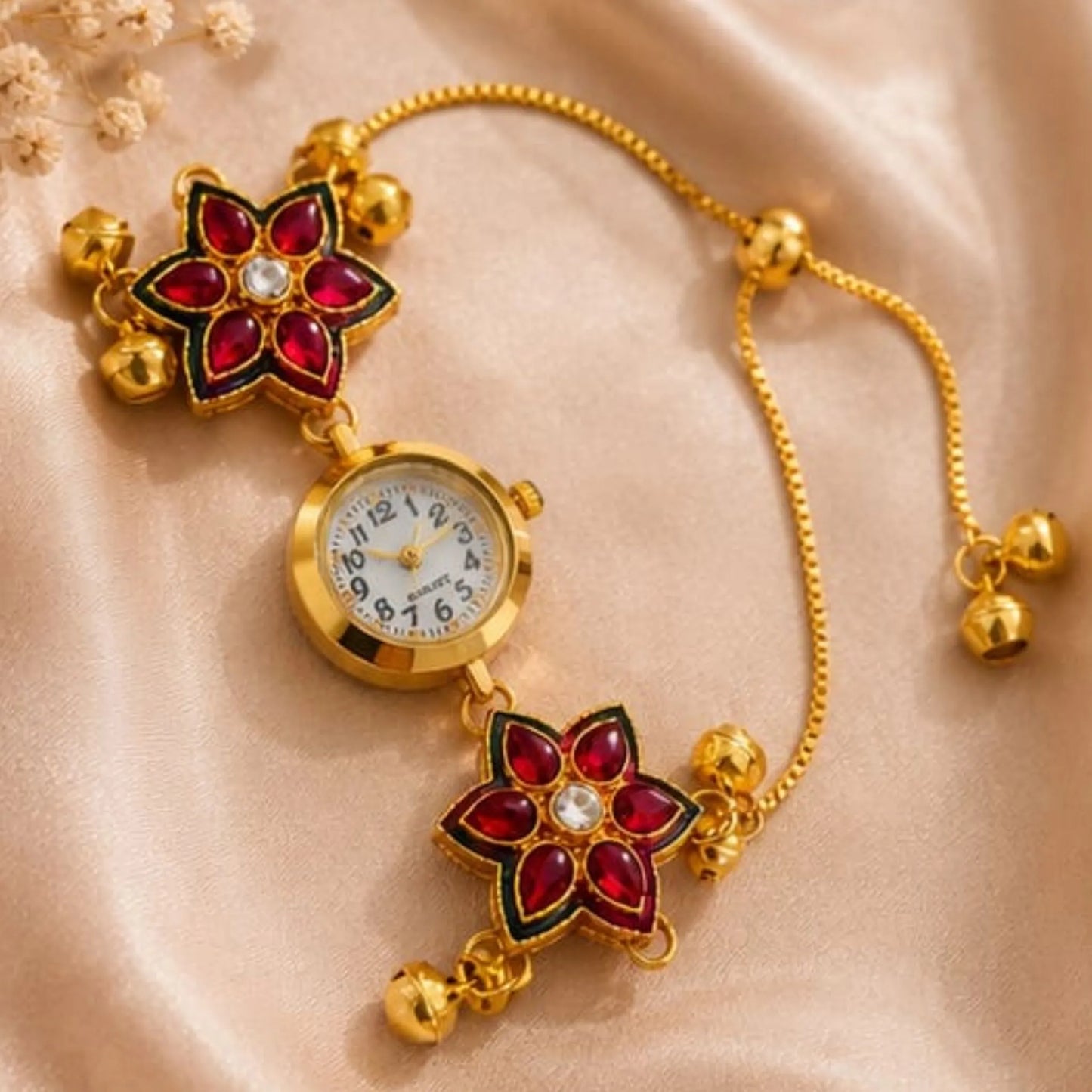 Ruby Floral Bracelet Watch for Women