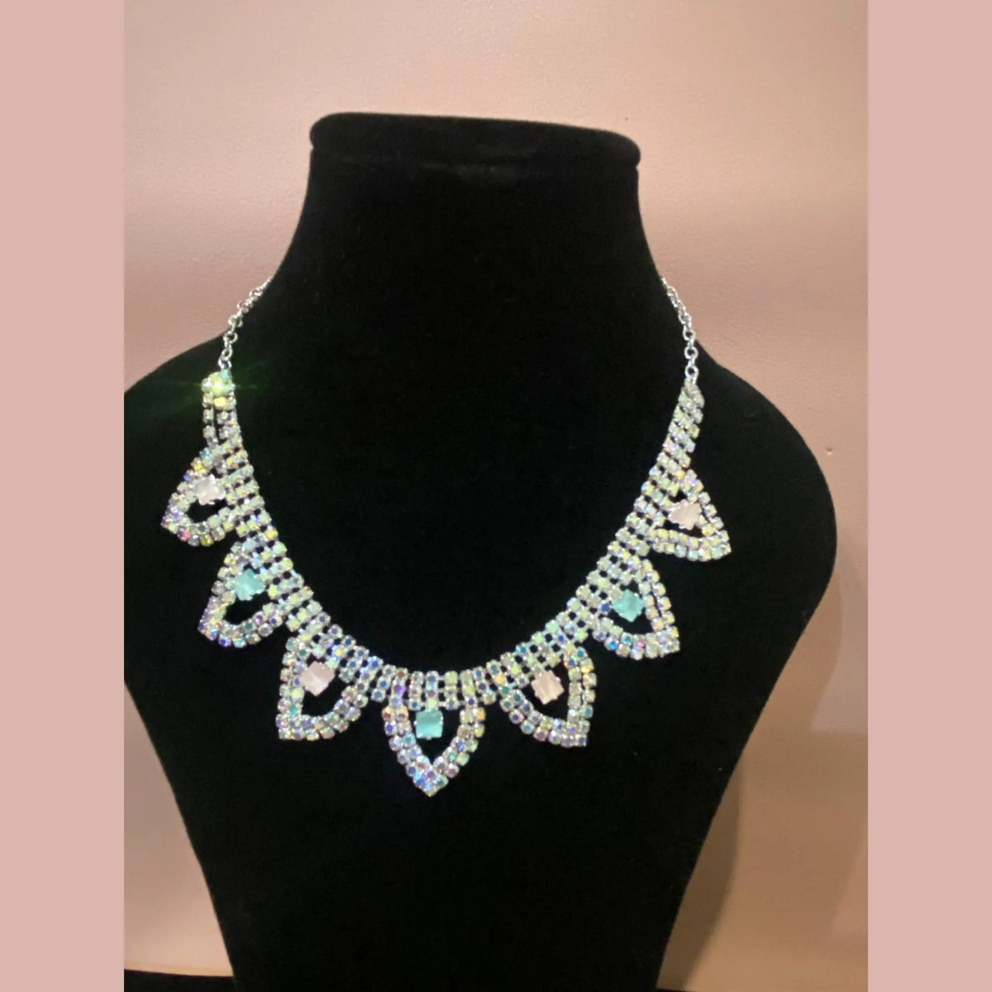 Pastel Sparkle Choker Set with Matching Earrings