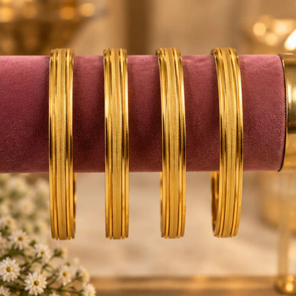 Slim Gold-Tone Textured Bangle Set