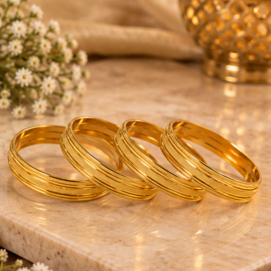 Slim Gold-Tone Textured Bangle Set