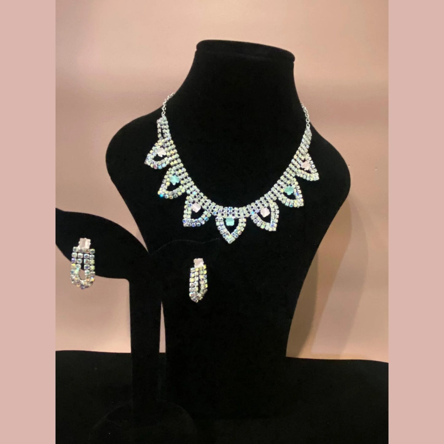 Pastel Sparkle Choker Set with Matching Earrings