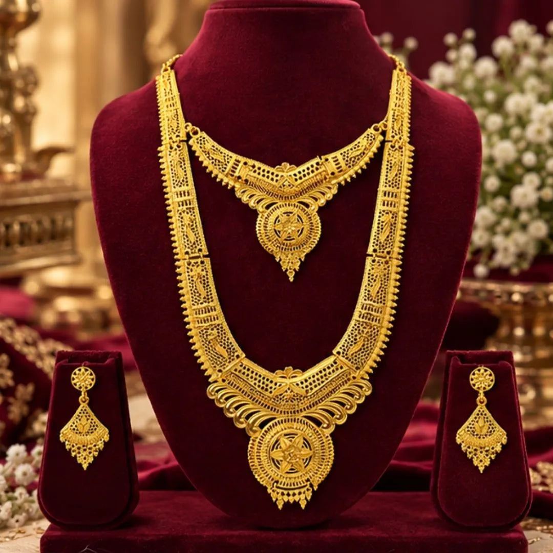 Gold Filigree Double Necklace Set