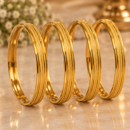 Slim Gold-Tone Textured Bangle Set