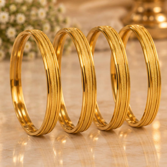 Slim Gold-Tone Textured Bangle Set