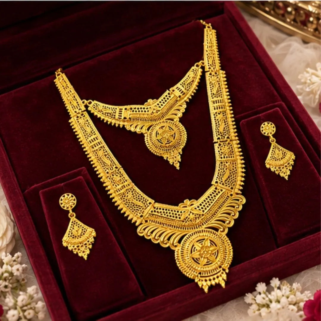 Gold Filigree Double Necklace Set