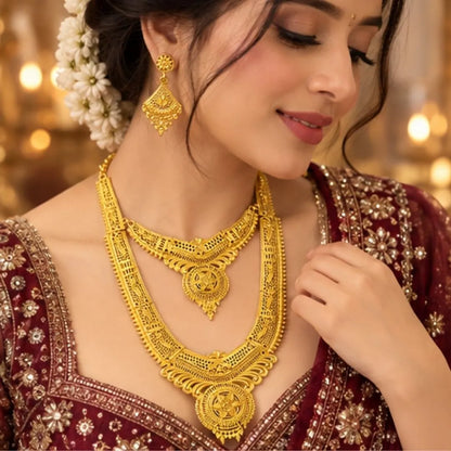 Gold Filigree Double Necklace Set