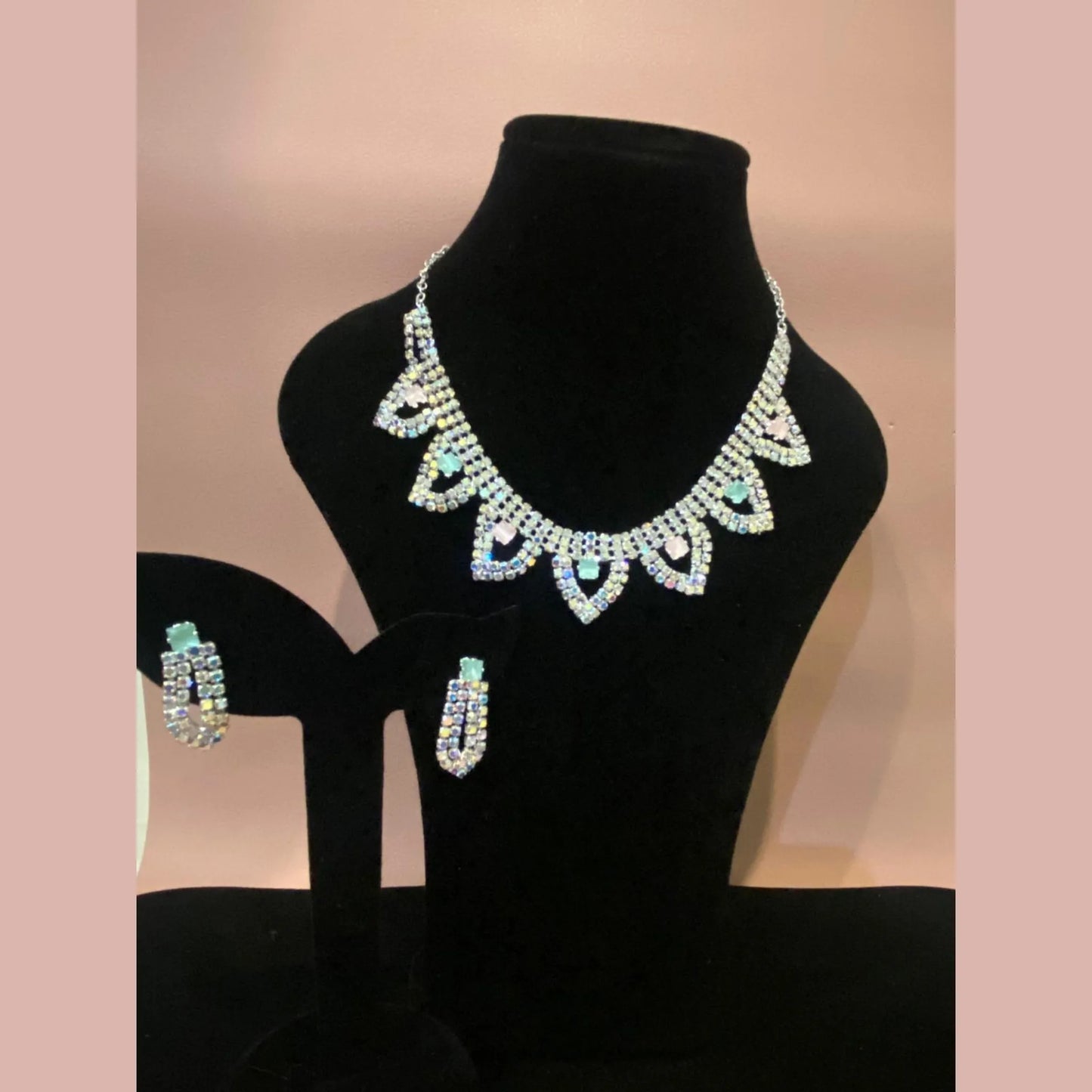 Pastel Sparkle Choker Set with Matching Earrings