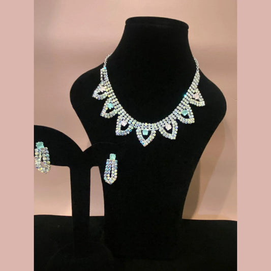 Pastel Sparkle Choker Set with Matching Earrings