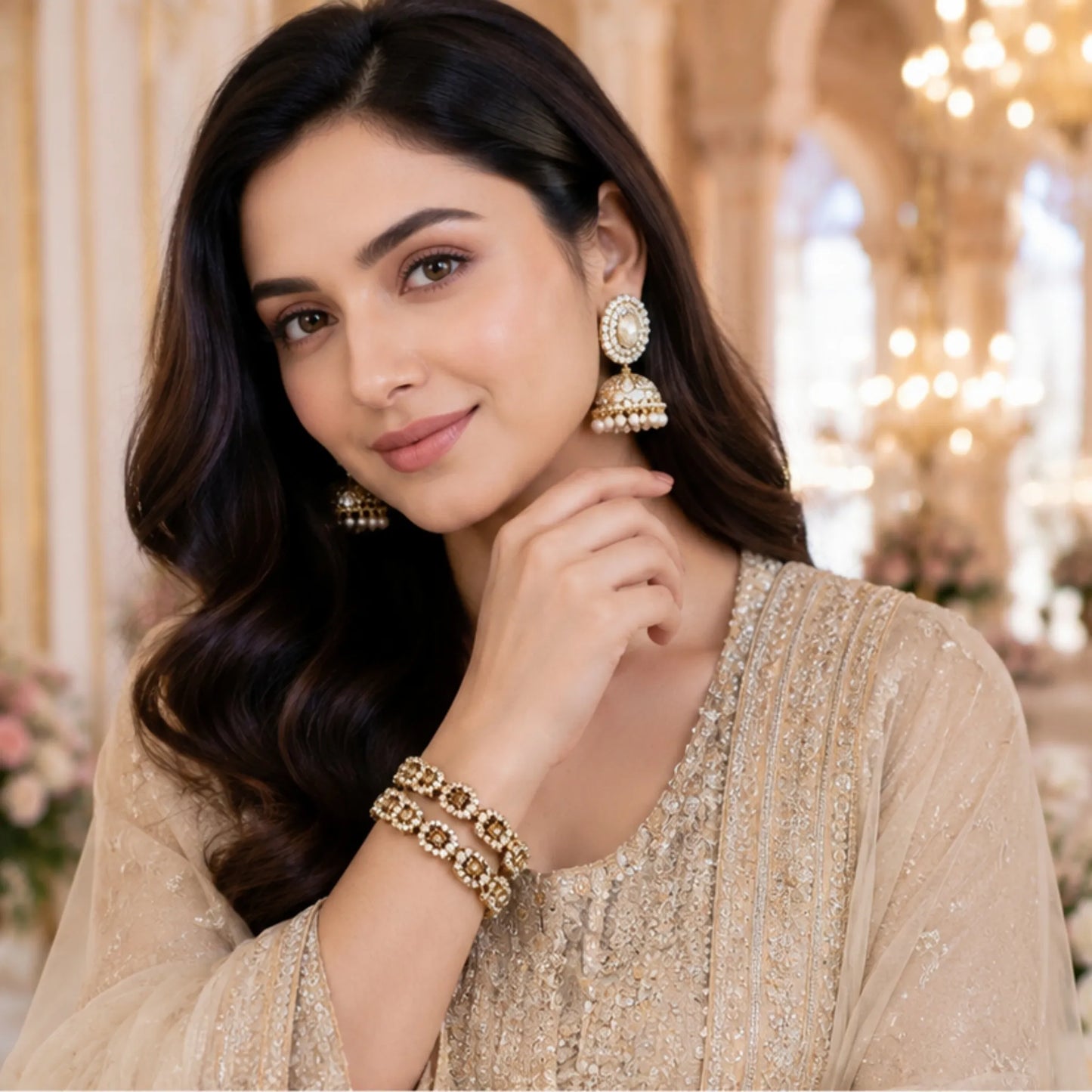 Champagne Gold Kada Bracelet Pair