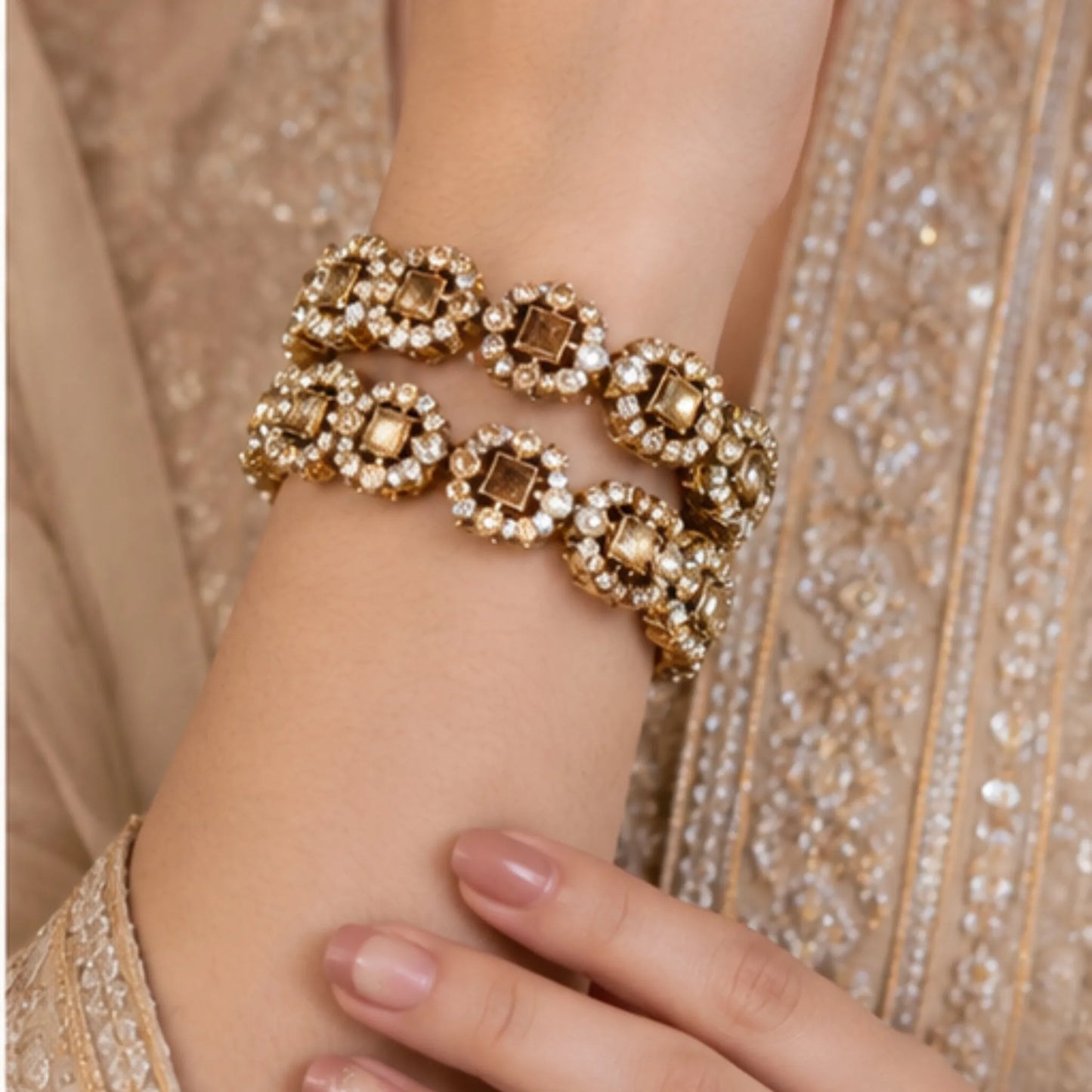 Champagne Gold Kada Bracelet Pair