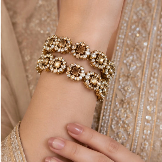 Champagne Gold Kada Bracelet Pair