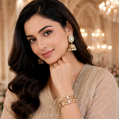 Lightweight Mirror-Style Gold Kada Bangles (Pair) – Elegant Traditional Wear