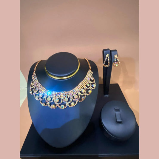 Elegant Stone Necklace Set with Matching Earrings
