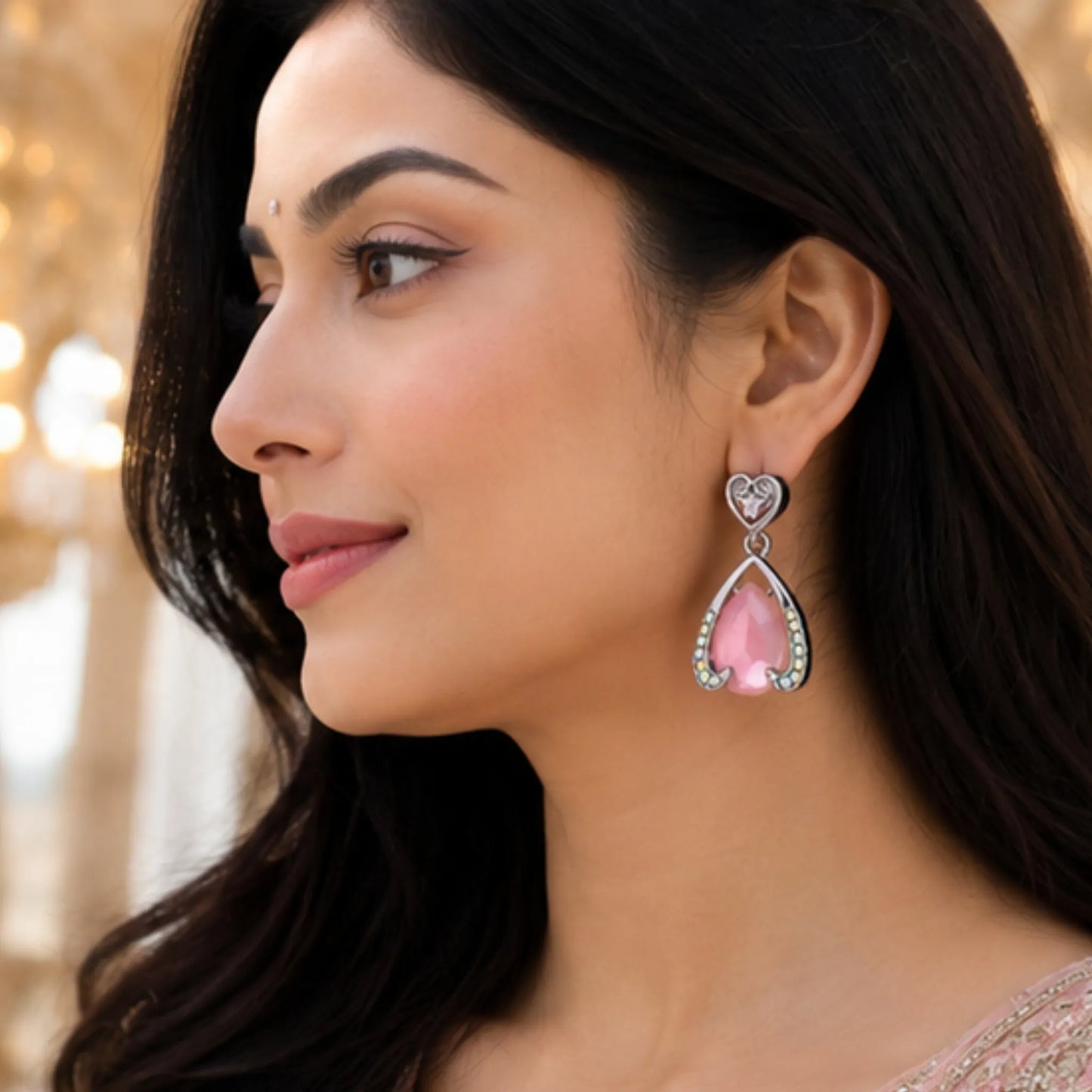 Candy Pastel Octagon Crystal Studs with Beaded Gold Halo