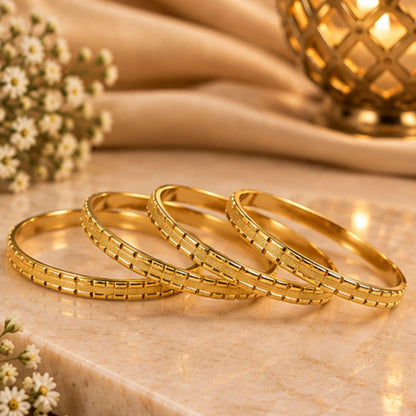 Gold-Tone Geometric Indian Bangle Set