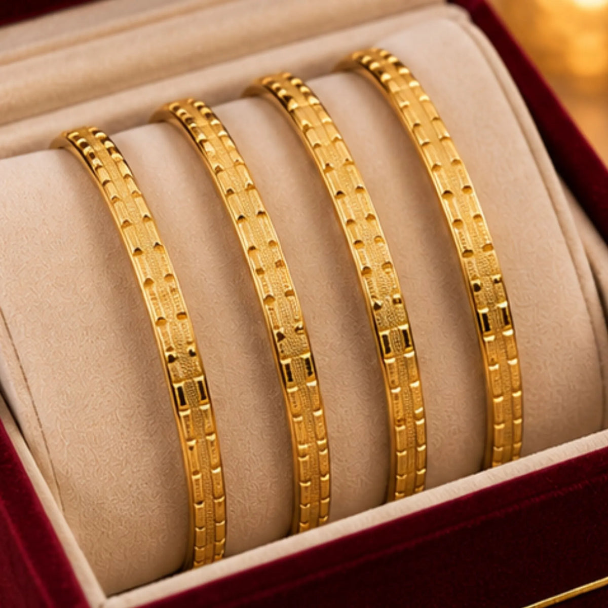 Gold-Tone Geometric Indian Bangle Set