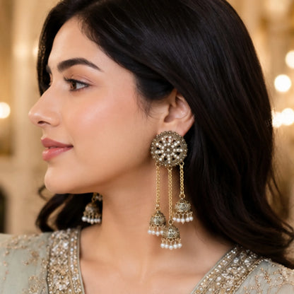 Antique Filigree Pearl Jhumkas