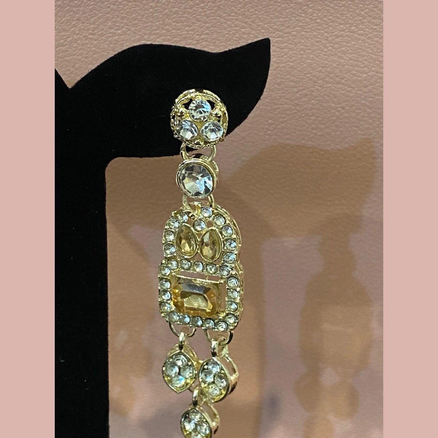 Royal Champagne Glow Necklace Set with Earrings & Maang Tikka