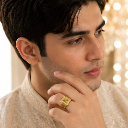 Traditional Men's Gold-Tone Statement Ring