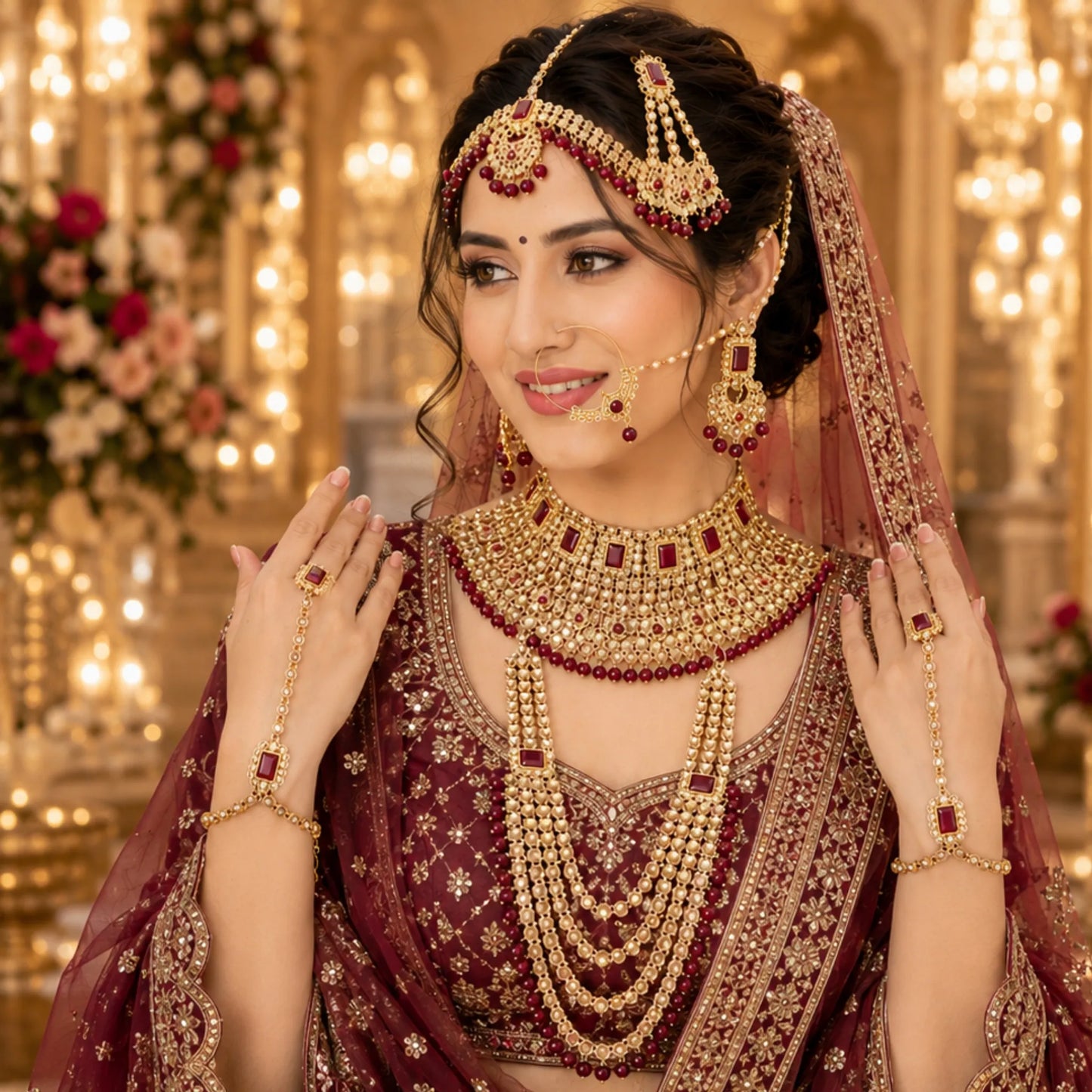 Limited Edition Maroon Bridal Jewellery Set – Complete Wedding Collection