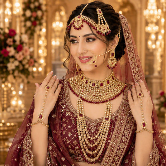 Limited Edition Maroon Bridal Jewellery Set – Complete Wedding Collection