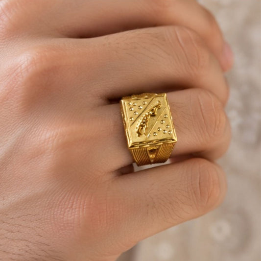 Traditional Men's Gold-Tone Statement Ring