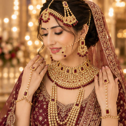 Limited Edition Maroon Bridal Jewellery Set – Complete Wedding Collection