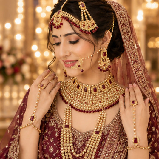 Limited Edition Maroon Bridal Jewellery Set – Complete Wedding Collection