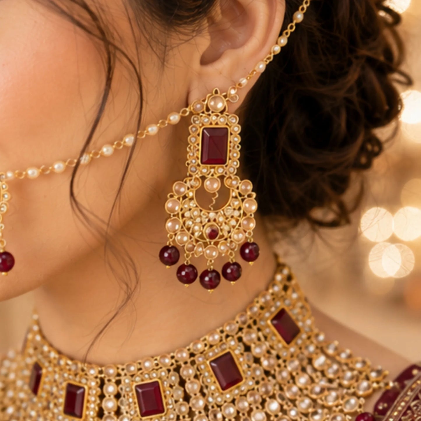 Limited Edition Maroon Bridal Jewellery Set – Complete Wedding Collection