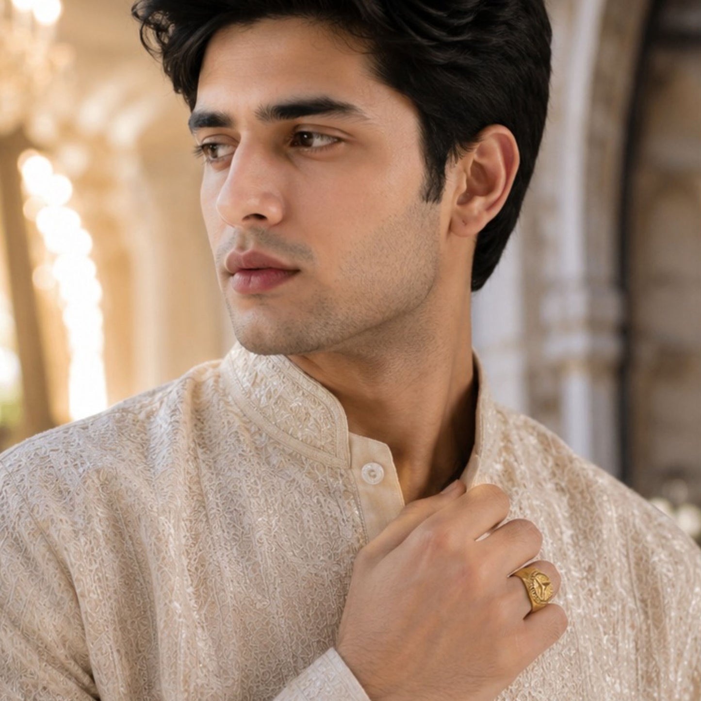 Traditional Men's Gold-Tone Signet Ring