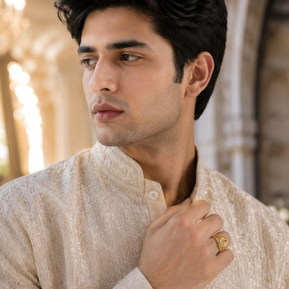 Traditional Men's Gold-Tone Signet Ring