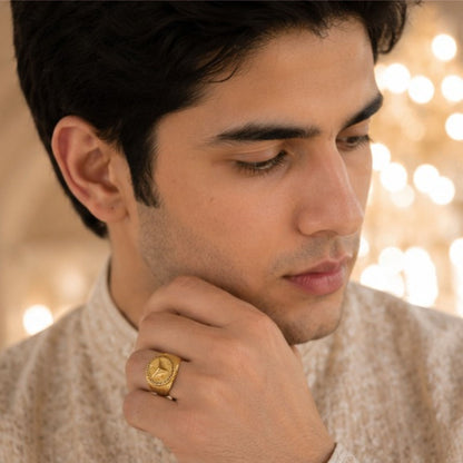 Traditional Men's Gold-Tone Signet Ring