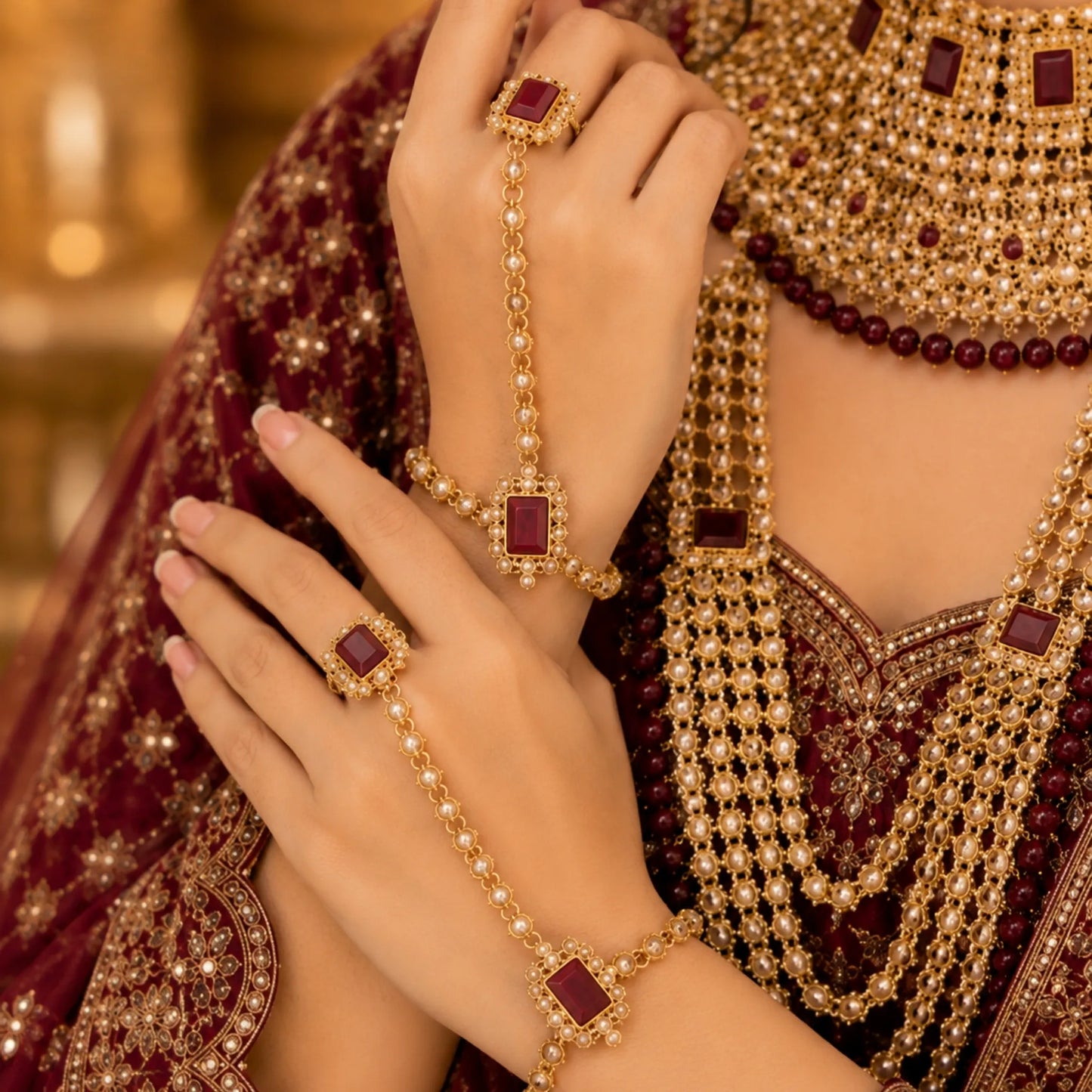 Limited Edition Maroon Bridal Jewellery Set – Complete Wedding Collection