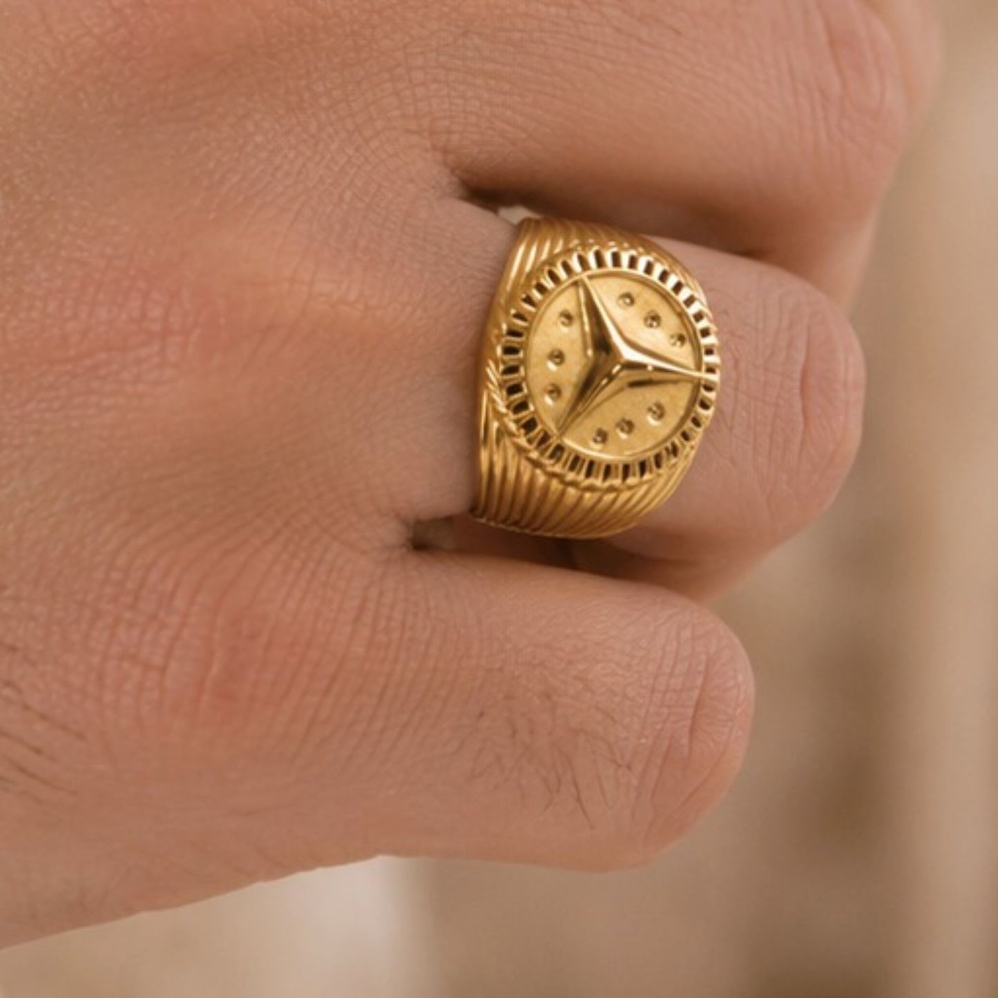 Traditional Men's Gold-Tone Signet Ring