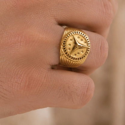 Traditional Men's Gold-Tone Signet Ring
