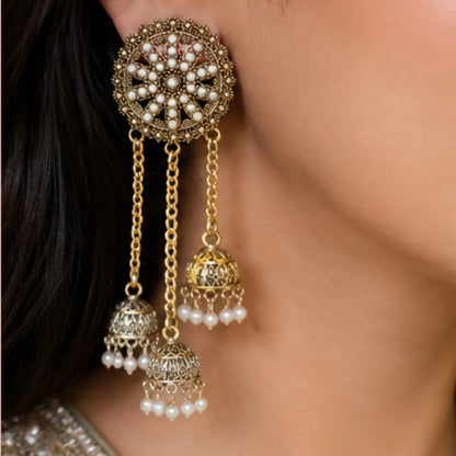Antique Filigree Pearl Jhumkas