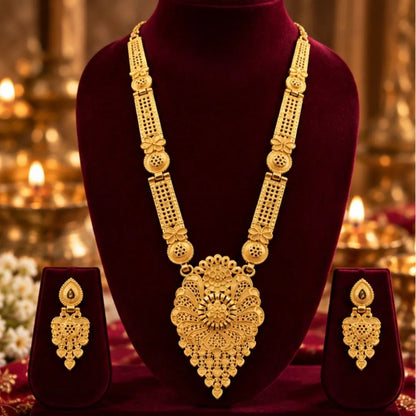 Gold Floral Statement Necklace Set